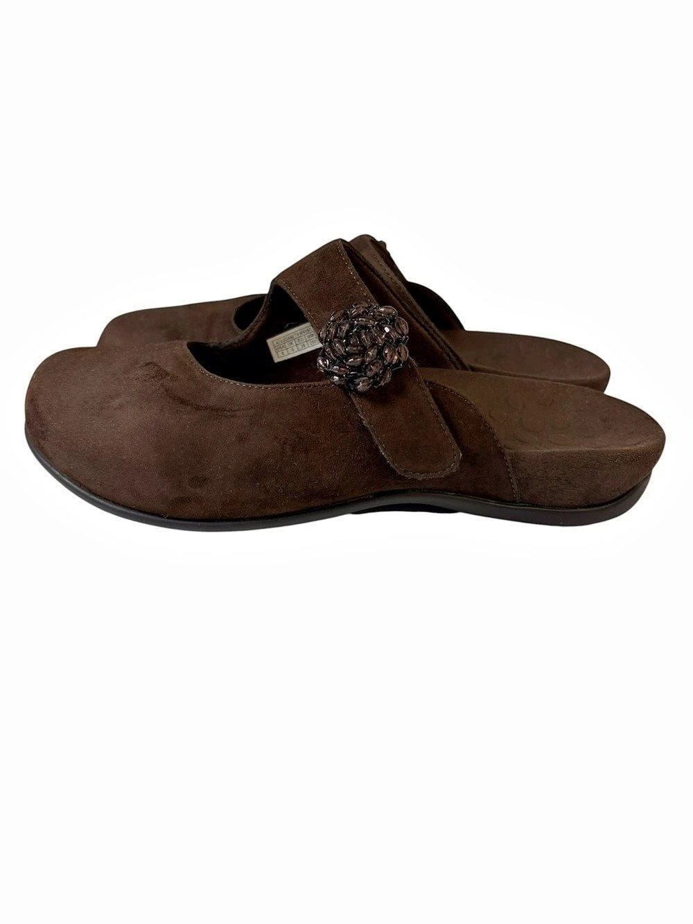 Vionic Brown Suede Beaded Comfort Sandals Sz8